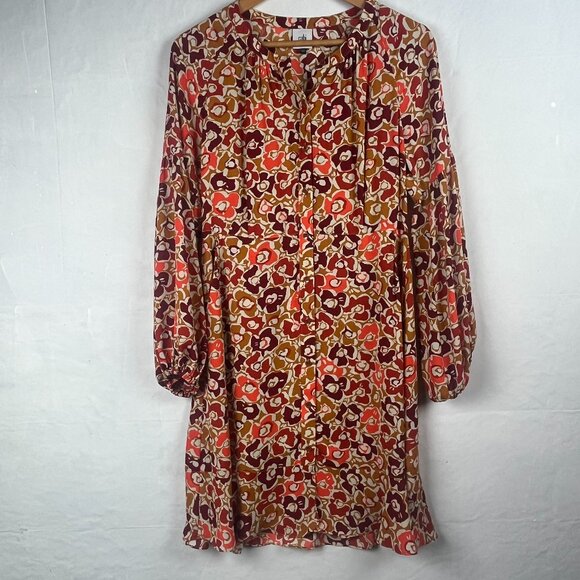CAbi Dresses & Skirts - 2/$30 Cabi Brown Floral Brown Long Sleeve Mini Dress Small